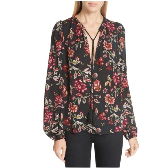 A.L.C. Tops - A.L.C. | Women’s 100% Silk Royal Floral Top Tassel Details Size 6